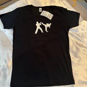 New Black Taekwondo Fighters Martial Arts T-Shirt, Size M (NWT)